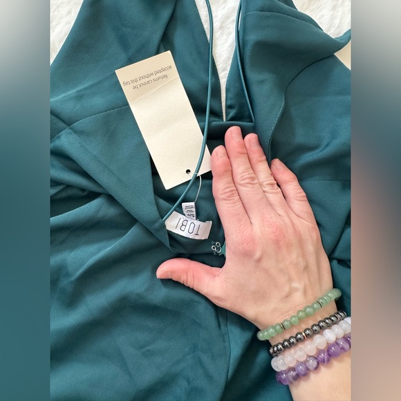 NWT Tobi Deep Teal Satin Romper - Picture 5 of 5